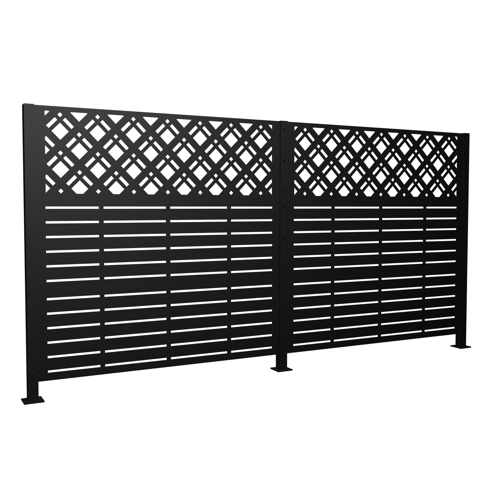 W48'' x H47.3'' x 2 Panels Metal Privacy Screen, Outdoor Privacy Panels, Trash Can Enclosure, Air Conditioner Fence, Pool Equipment Enclosure, Backyard Fencing, Rhombus Black image 10