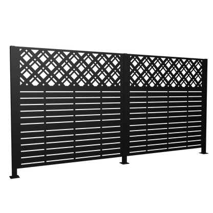 W48'' x H47.3'' x 2 Panels Metal Privacy Screen, Outdoor Privacy Panels, Trash Can Enclosure, Air Conditioner Fence, Pool Equipment Enclosure, Backyard Fencing, Rhombus Black image 10