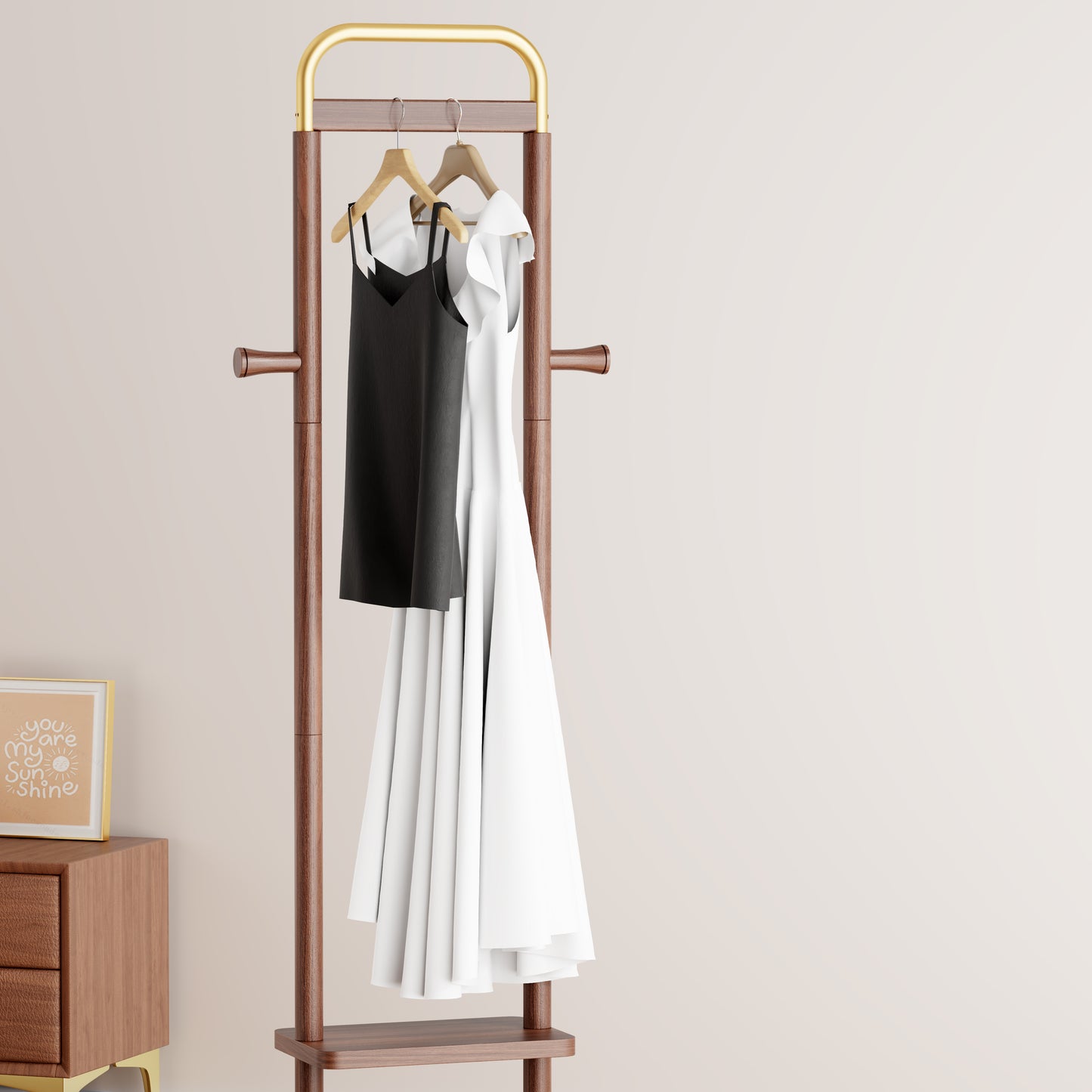 Coat Racks solid wood hanger 15.7* 11.8*71in Solid environmental protection easy to assemble beautiful can be placed in the bedroom/entrance/living room (Walnut) image 5