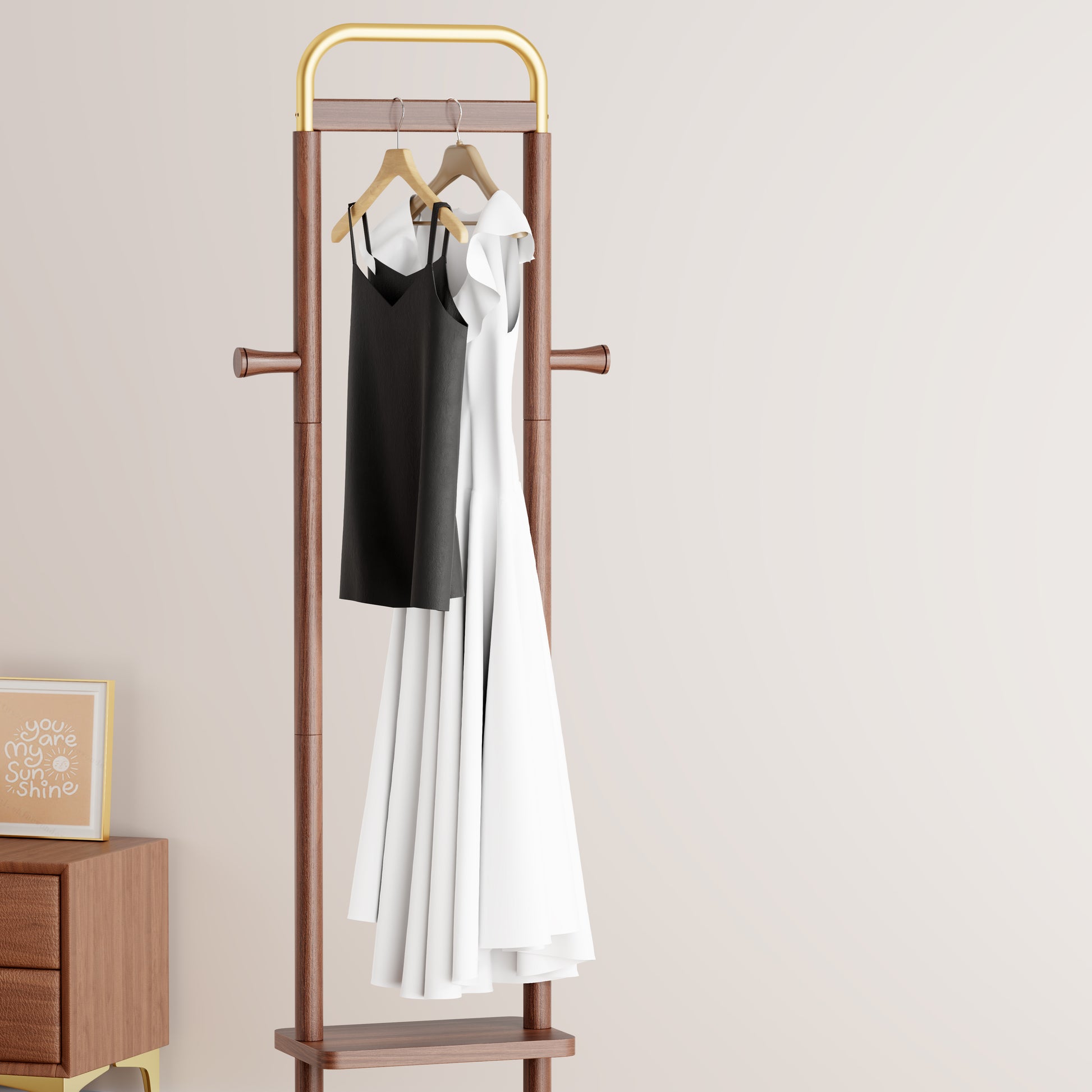Coat Racks solid wood hanger 15.7* 11.8*71in Solid environmental protection easy to assemble beautiful can be placed in the bedroom/entrance/living room (Walnut) image 5