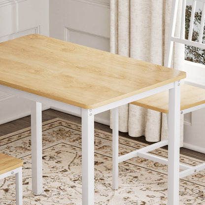 Dining Table Set, Bar Table with 2 Dining chairs, Kitchen Table Counter with Chairs, Industrial for Kitchen Breakfast Table, Living Room, Party Room,Natural and White,35.4″L x23.6″W x 29.7″H image 12