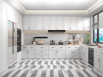 24 Inch White Shaker Double Door Wall Cabinet Solid Wood with 2 adjustable shelves Ready to Assemble for Kitchen,Bathroom,Laundry and Garage Storage(24"W×12"D×30"H) image 9