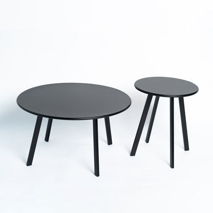 2-Piece Round Nesting Coffee Table Set, Modern Black Metal Side & End Tables, Space-Saving Accent Table Set for Living Room, Bedroom, Balcony, Patio, Indoor & Outdoor Use image 7