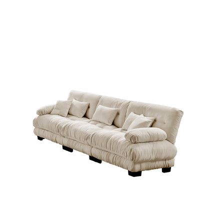 3-Seater Sectional Sofa Modular Deep Seat Sofa Couch, Chenille Sofa Soft Comfy Upholstered Furniture for Living Room, Apartment, Studio, Office,Chenille Light coffee image 11