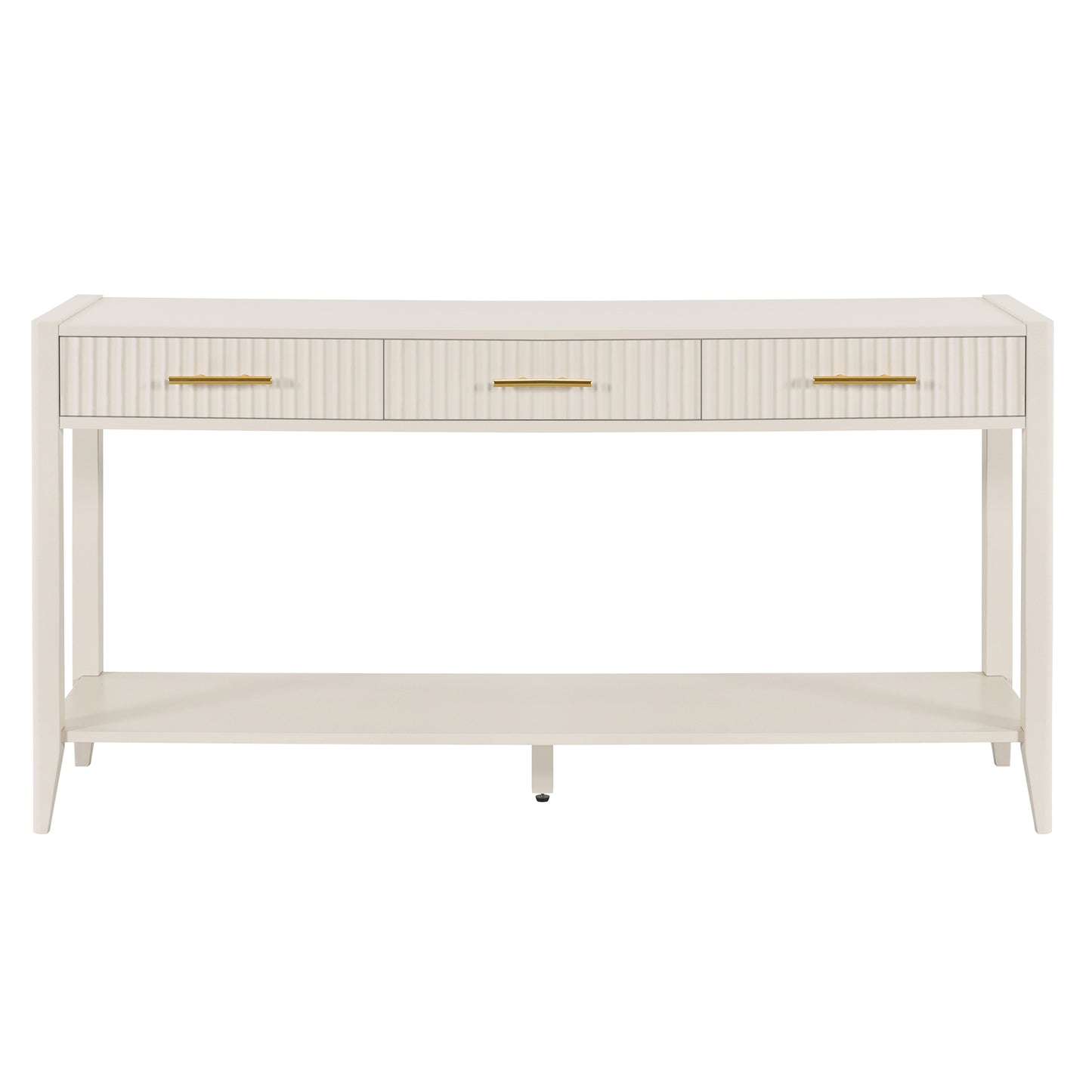 U_STYLE 60" Painted Console Table with 3 Drawers,Wooden Entryway Table with Storage Shelf, Farmhouse Sofa Table for Living Room, Hallway,Entryway, Foyer, Corridor(Beige) image 3