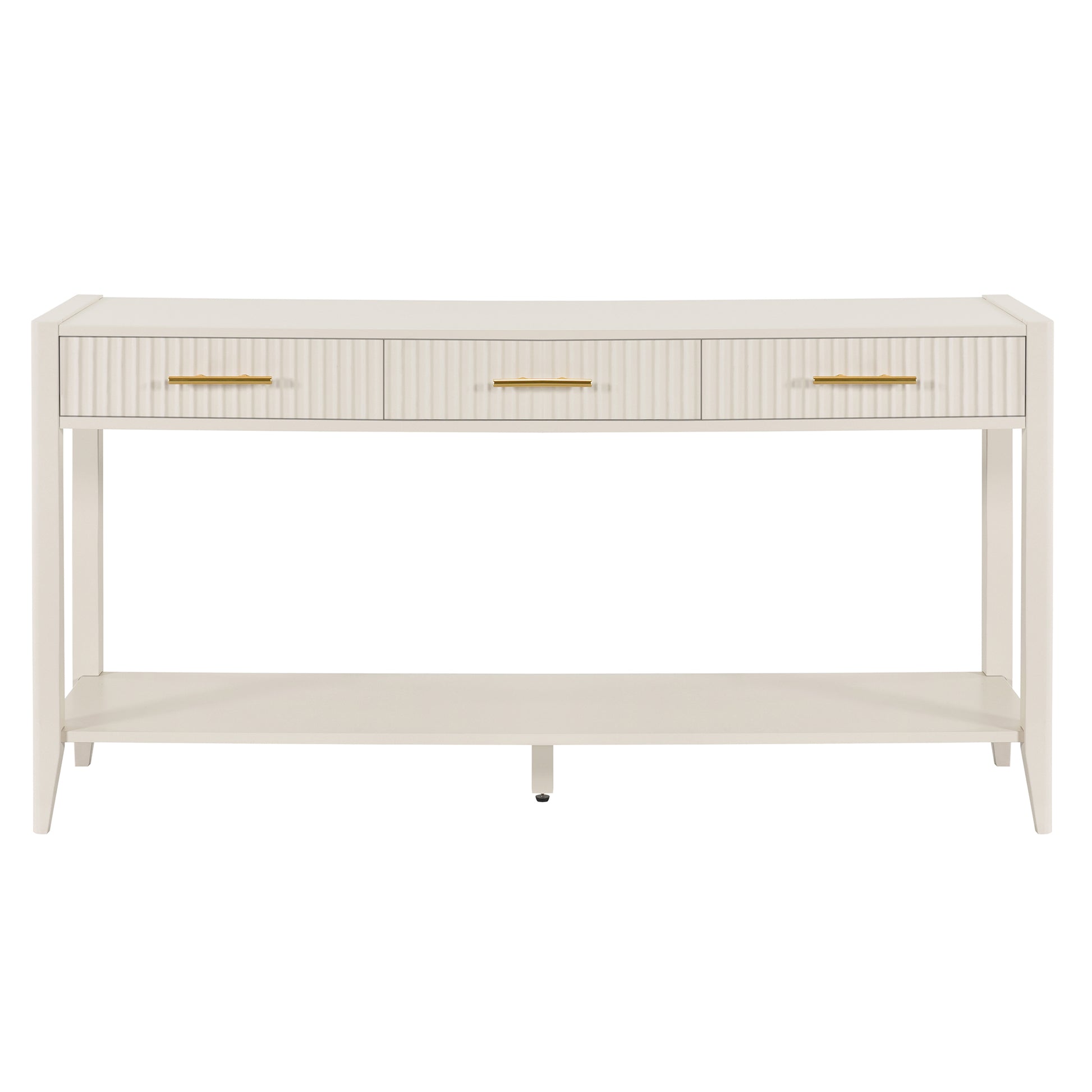 U_STYLE 60" Painted Console Table with 3 Drawers,Wooden Entryway Table with Storage Shelf, Farmhouse Sofa Table for Living Room, Hallway,Entryway, Foyer, Corridor(Beige) image 3