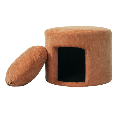 Orange Pet Friendly Ottoman with Removable Pet Cushion, Hidden Pet Nook, Acacia Wood Legs, 220 lbs Capacity, Upholstered Footrest Stool for Living Room image 8