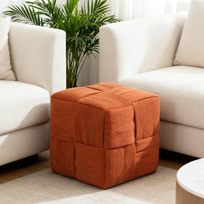 Ottoman Foot Rest Soft and Comfortable Ottoman Square Corduroy Woven Design Sofa Stool (Brown) image 5