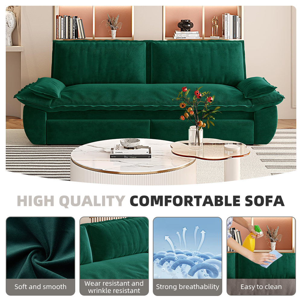 73.2" Queen Pull Out Sofa Bed,3-in-1 Convertible Sleeper Sofa,Multi-Functional Velvet Loveseat Bed,Green(New Sku:W1885S00198/W1885S00231) image 11
