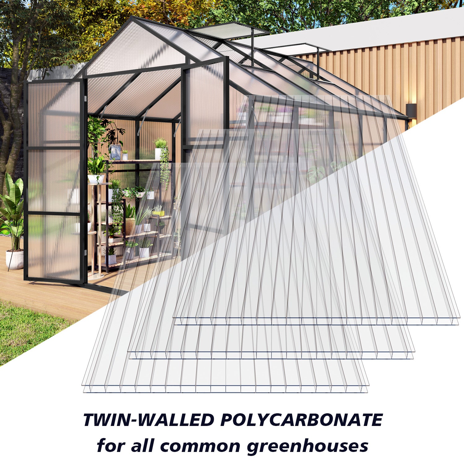 4x2 FT Polycarbonate Twin Wall Sheets, Shatterproof UV Blocking Greenhouse Cover Panels, Lightweight Insulated Roof Panels for Outdoor Garden, Patio and Balcony Use image 11
