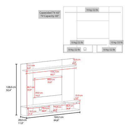 Aurevon 65" Floating TV Panel – Modern Entertainment Center with Storage Shelves image 6