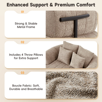 64" Oversized Boneless Chair Chaise Lounge Indoor with Metal Support, Upholstered Boucle Deep Seat Single Cloud Sofa Chair, Cozy Comfy Sofa Bed for Living Room & Bedroom image 11