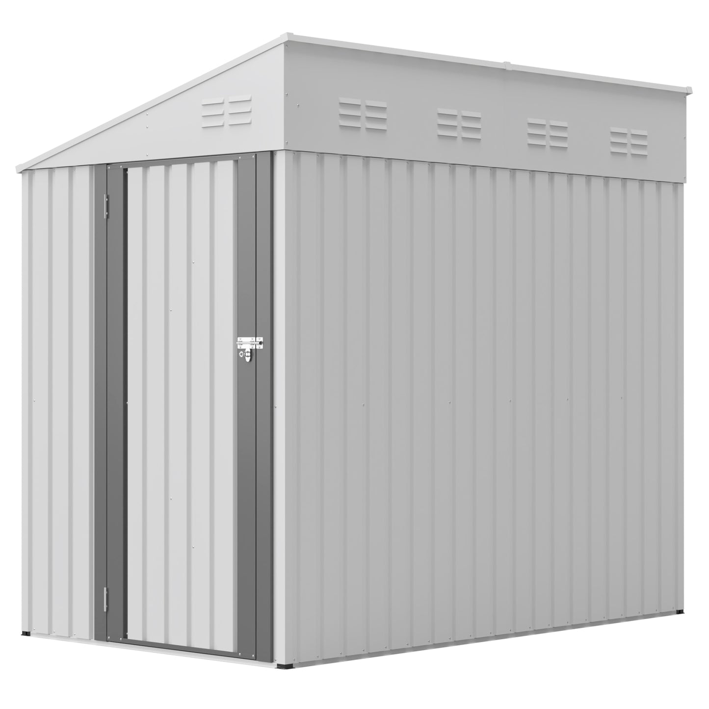 White 4' x 7' Lean-To Storage Shed, Heavy-Duty Metal Outdoor Garden & Bike Shed with Lockable Door, Easy Assembly Backyard Storage Solution image 11