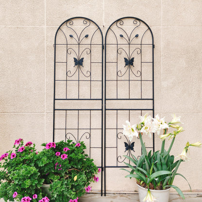 2 Pack Metal Garden Trellis 71" x 19.7" Rustproof Trellis for Climbing Plants Outdoor Flower Support Black image 2