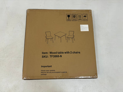 Kids Table and 2 Chairs Set, 3 Pieces Toddler Table and Chair Set, Wooden Activity Play Table Set (Lion&Monkey) image 2