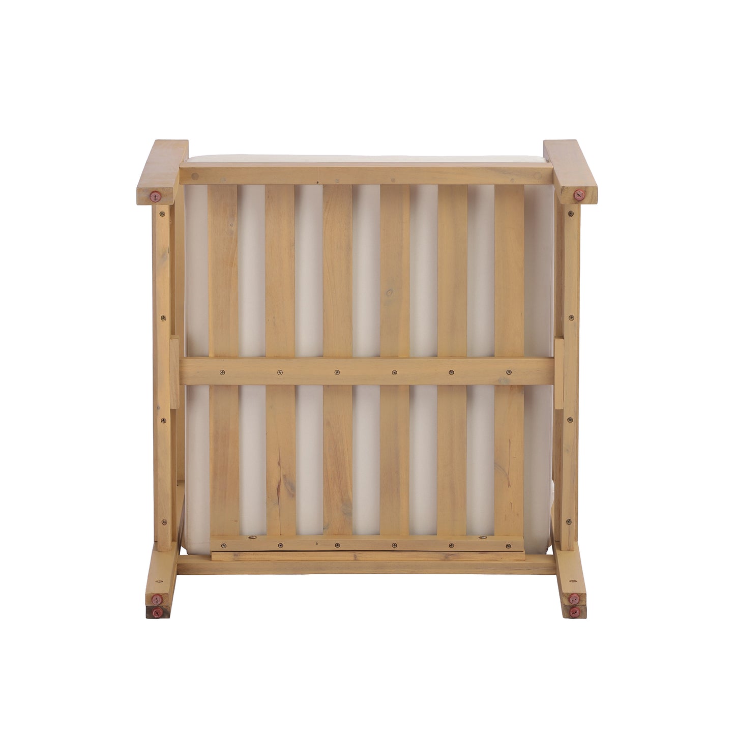 Acacia wood patio furniture club chair,26.38" deep seat design with soft cushion, slatted wood backrest,suitable for porches,gardens,backyards,and balconies (Light Teak+Cream Cushion) image 9