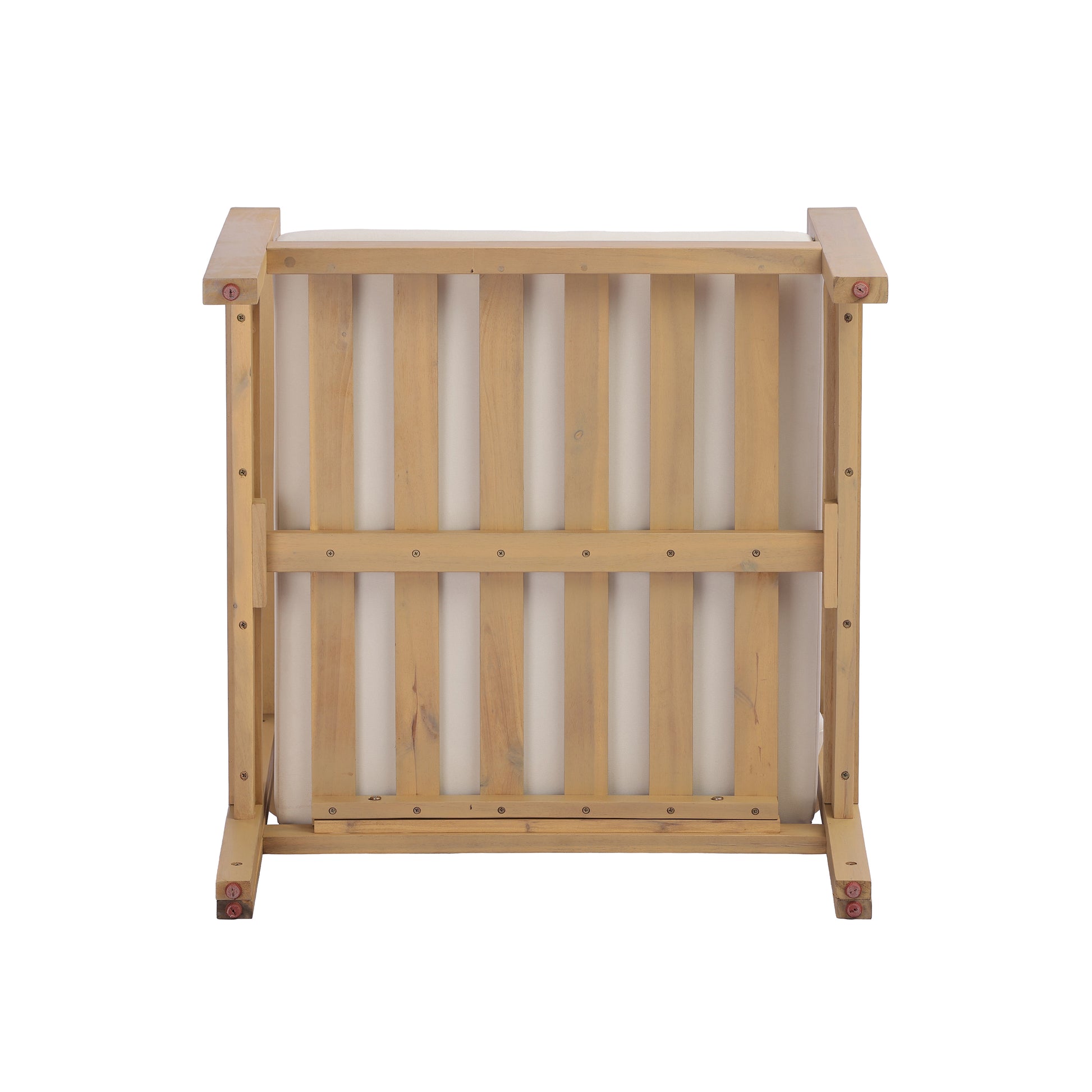 Acacia wood patio furniture club chair,26.38" deep seat design with soft cushion, slatted wood backrest,suitable for porches,gardens,backyards,and balconies (Light Teak+Cream Cushion) image 9