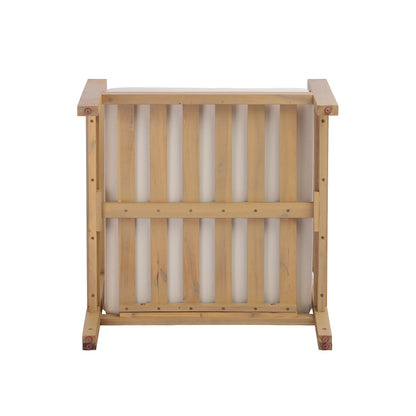 Acacia wood patio furniture club chair,26.38" deep seat design with soft cushion, slatted wood backrest,suitable for porches,gardens,backyards,and balconies (Light Teak+Cream Cushion) image 9
