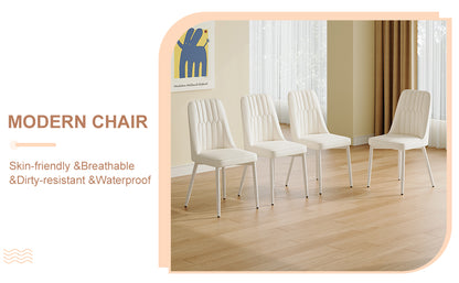 White dining chairs and living room chairs. Metal legs provide strong support, suitable for kitchens, living rooms, and restaurants. image 10