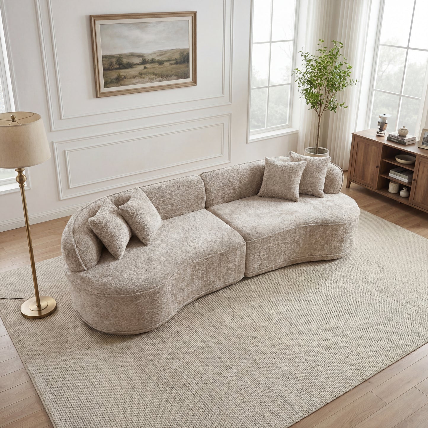 Modern Curved L-Shape Luxury Sectional Oversized Sofa: Minimalist Design, Comfy Sleeper Couch for Living Room, Apartment & Reception Spaces,No Assembly Required image 1