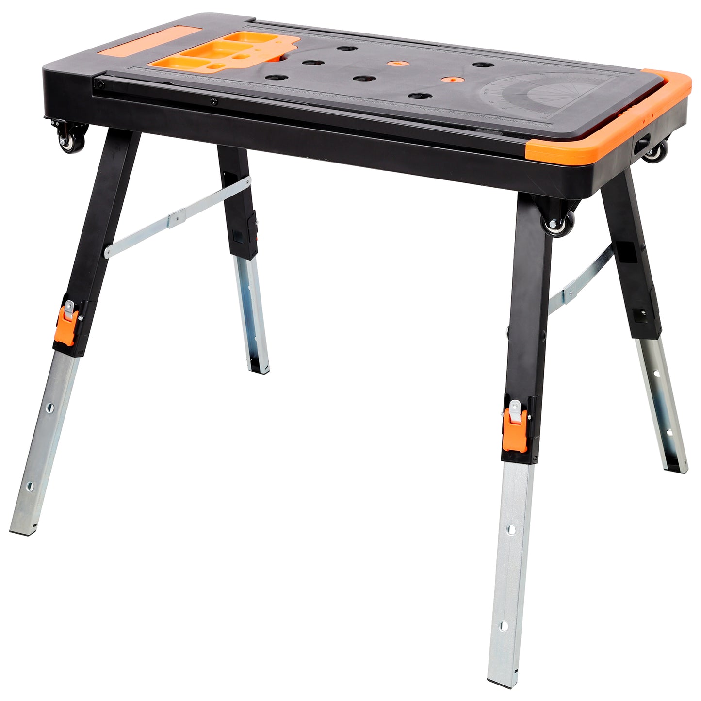 8-in-1 Multifunctional Folding Work Table with US Standard Socket, Portable Heavy Duty Workbench with Wheels for Garage Workshop Home Use image 10