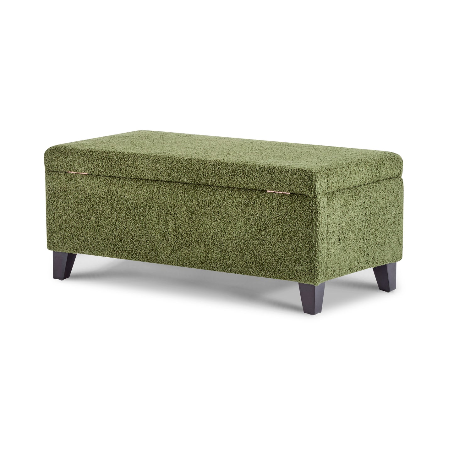 Storage Ottoman with Flip-Top Lid, Easy Assembly, Boucle Fabric & Rubber Wood Legs, Retro Green image 9