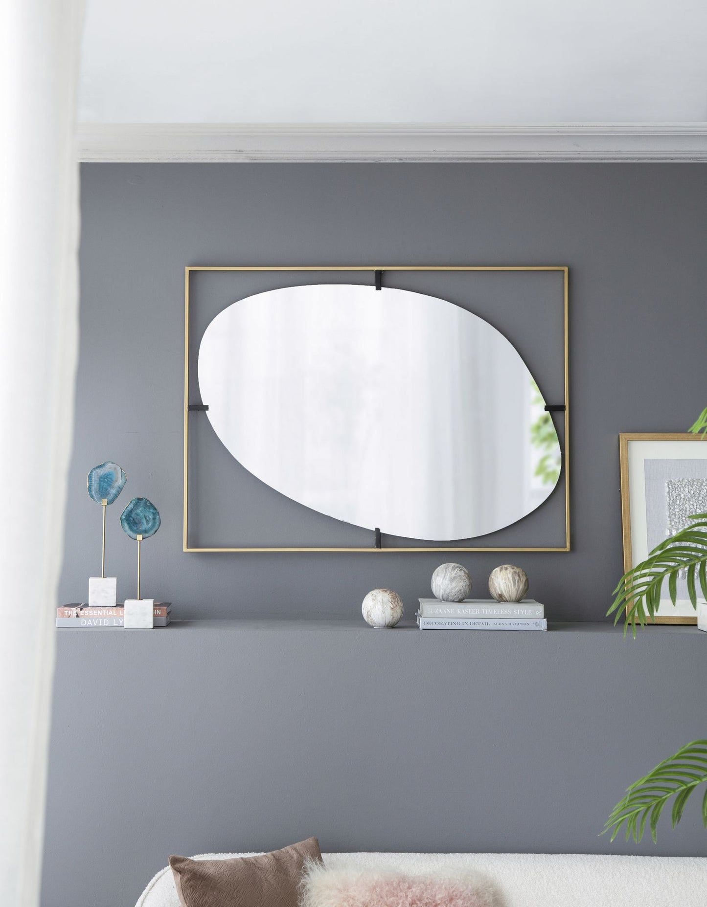 30x1x40" Poppy Mirror with Gold Metal Frame Contemporary Design Wall Decor for Bathroom, Entryway Wall Decor image 3