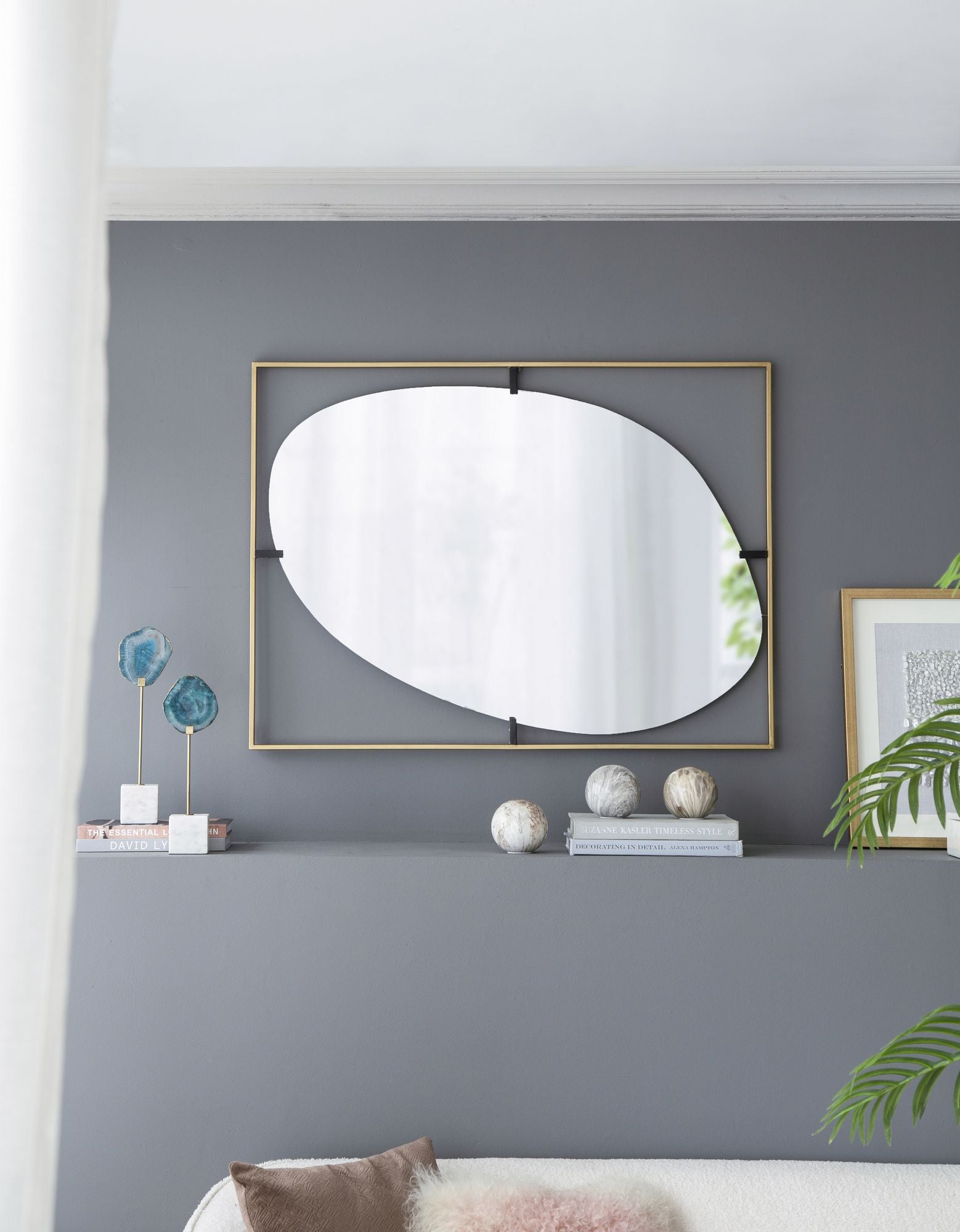 30x1x40" Poppy Mirror with Gold Metal Frame Contemporary Design Wall Decor for Bathroom, Entryway Wall Decor image 3