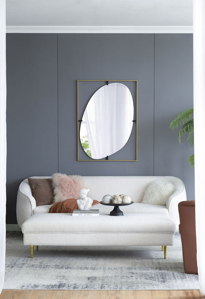 30x1x40" Poppy Mirror with Gold Metal Frame Contemporary Design Wall Decor for Bathroom, Entryway Wall Decor image 1