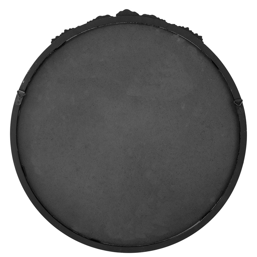 30"x30" Round Hand Carved Rose Antique Mirror Frame, Wall Mirror for Live space, Bathroom, Entryway Wall Décor(Black) image 11