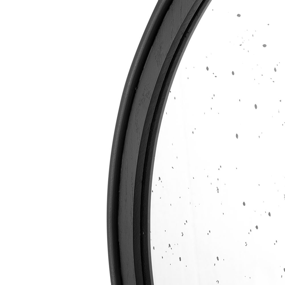 30"x30" Round Hand Carved Rose Antique Mirror Frame, Wall Mirror for Live space, Bathroom, Entryway Wall Décor(Black) image 13