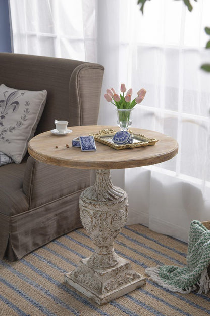 30x31 Antique Round Wood Table - In Room Setting