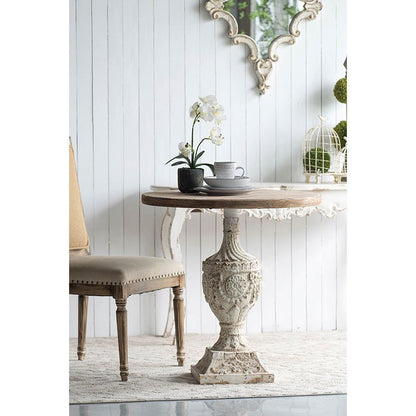 30x31 Antique Round Wood Table - Detail of Base