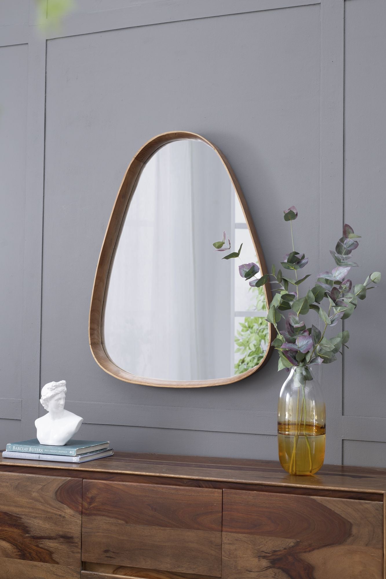 30"x38" Irrgeular Mirror with Wood Frame, Wall Mirror for Living Room Bathroom Entryway image 6