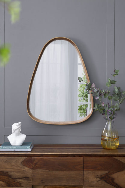 30"x38" Irrgeular Mirror with Wood Frame, Wall Mirror for Living Room Bathroom Entryway image 3