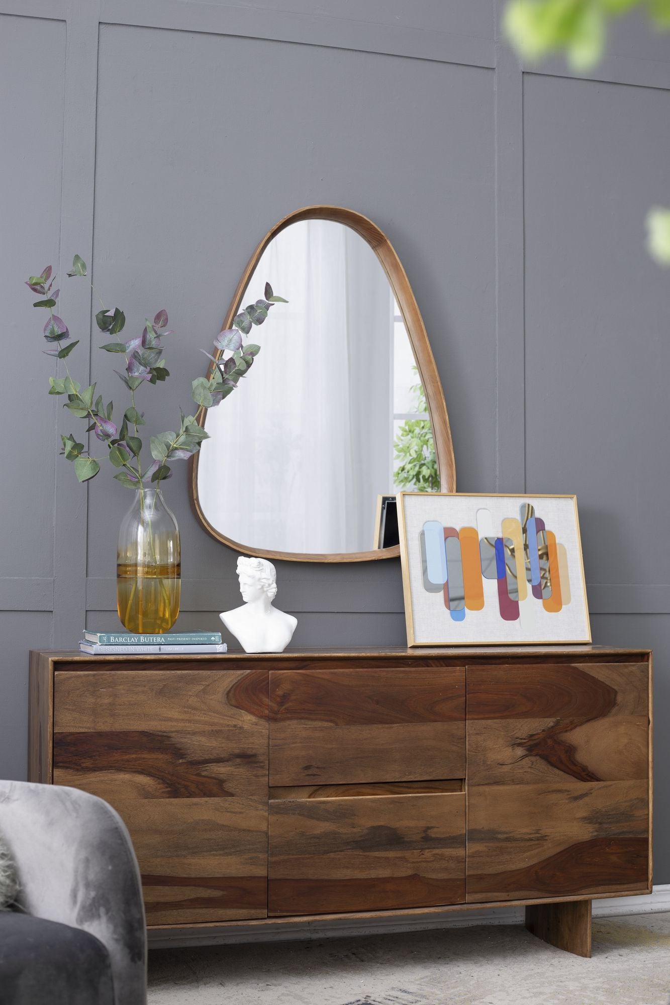 30"x38" Irrgeular Mirror with Wood Frame, Wall Mirror for Living Room Bathroom Entryway image 9