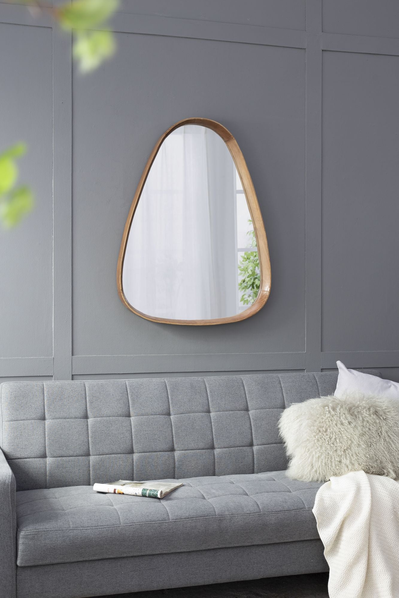 30"x38" Irrgeular Mirror with Wood Frame, Wall Mirror for Living Room Bathroom Entryway image 7