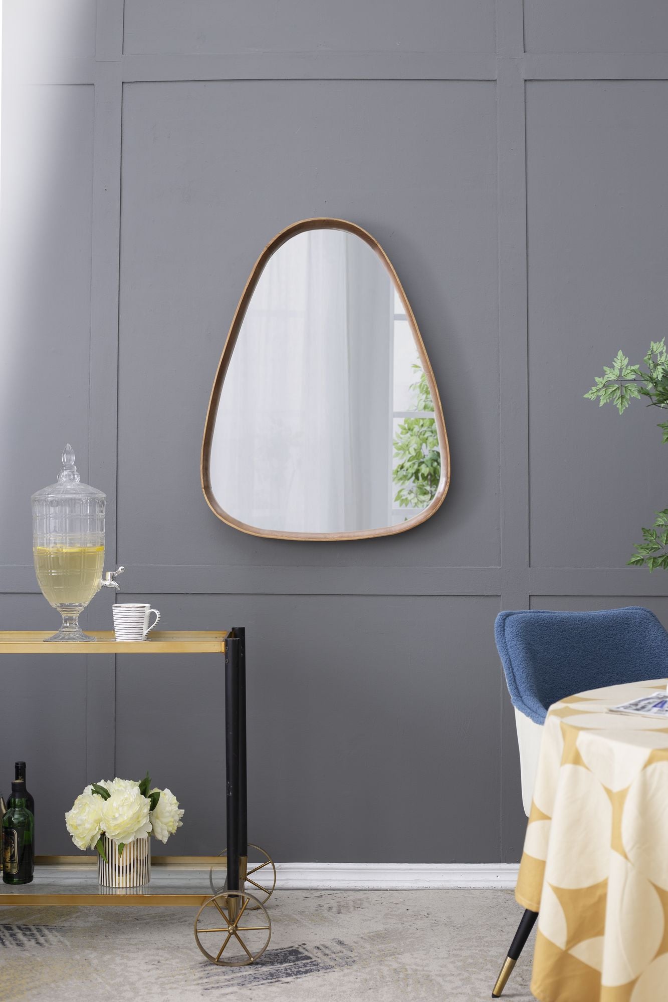 30"x38" Irrgeular Mirror with Wood Frame, Wall Mirror for Living Room Bathroom Entryway image 8