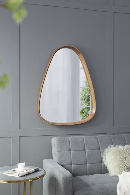 30"x38" Irrgeular Mirror with Wood Frame, Wall Mirror for Living Room Bathroom Entryway image 2