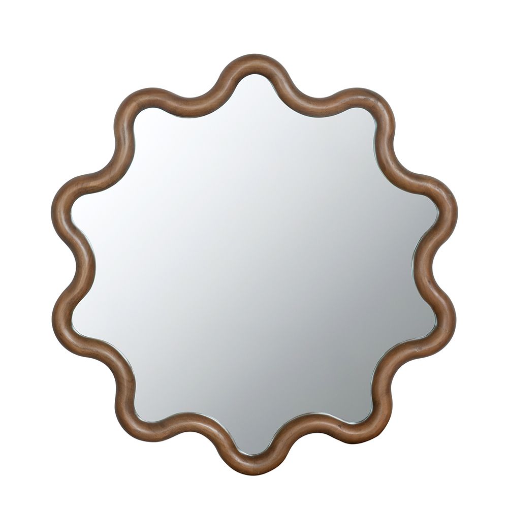 31" x 30" Wooden Accent Mirror with Unique Frame, Wall Mirror for Living Room Bedroom Entryway image 5