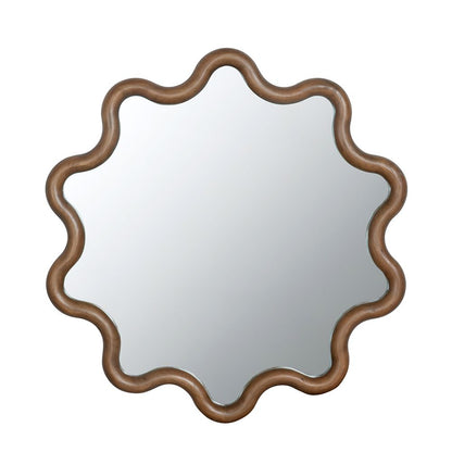 31" x 30" Wooden Accent Mirror with Unique Frame, Wall Mirror for Living Room Bedroom Entryway image 5