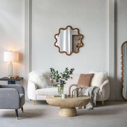 31" x 30" Wooden Accent Mirror with Unique Frame, Wall Mirror for Living Room Bedroom Entryway image 1