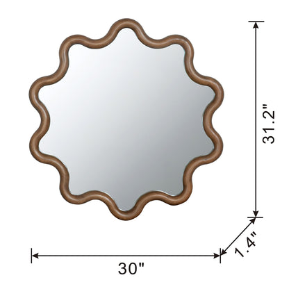 31" x 30" Wooden Accent Mirror with Unique Frame, Wall Mirror for Living Room Bedroom Entryway image 10