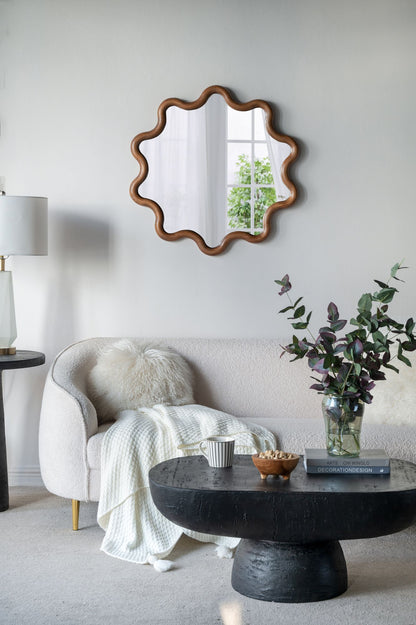 31" x 30" Wooden Accent Mirror with Unique Frame, Wall Mirror for Living Room Bedroom Entryway image 2