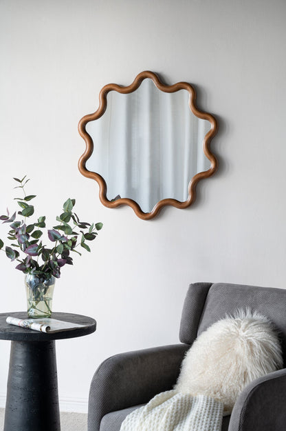 31" x 30" Wooden Accent Mirror with Unique Frame, Wall Mirror for Living Room Bedroom Entryway image 7