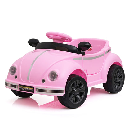 12V Kids Ride On Car W/2.4G RC,Classic Vintage Rounded Styling & Anti-Tip Design,Bright LED Front Headlights,Adjustable Speed,Multifunctional Steering Wheel,USB & Bluetooth,Suitable for Kids Aged 2-4 image 1