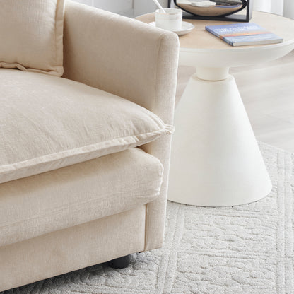Comfy Deep Single Seat Sofa Upholstered Reading Armchair Living Room Chair light coffee Chenille Fabric, 1 Toss Pillow image 10