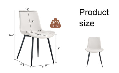 White artificial leather backrest cushion dining chair, black metal legs, curved widened cushion design for more comfort, suitable for restaurants, kitchens, bedrooms, offices.(6 chairs) 0502 image 10