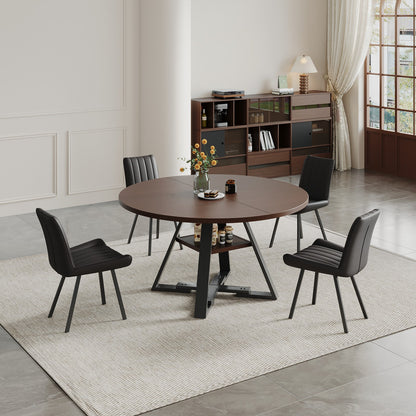 Round dining table in black walnut, 115cm. image 3