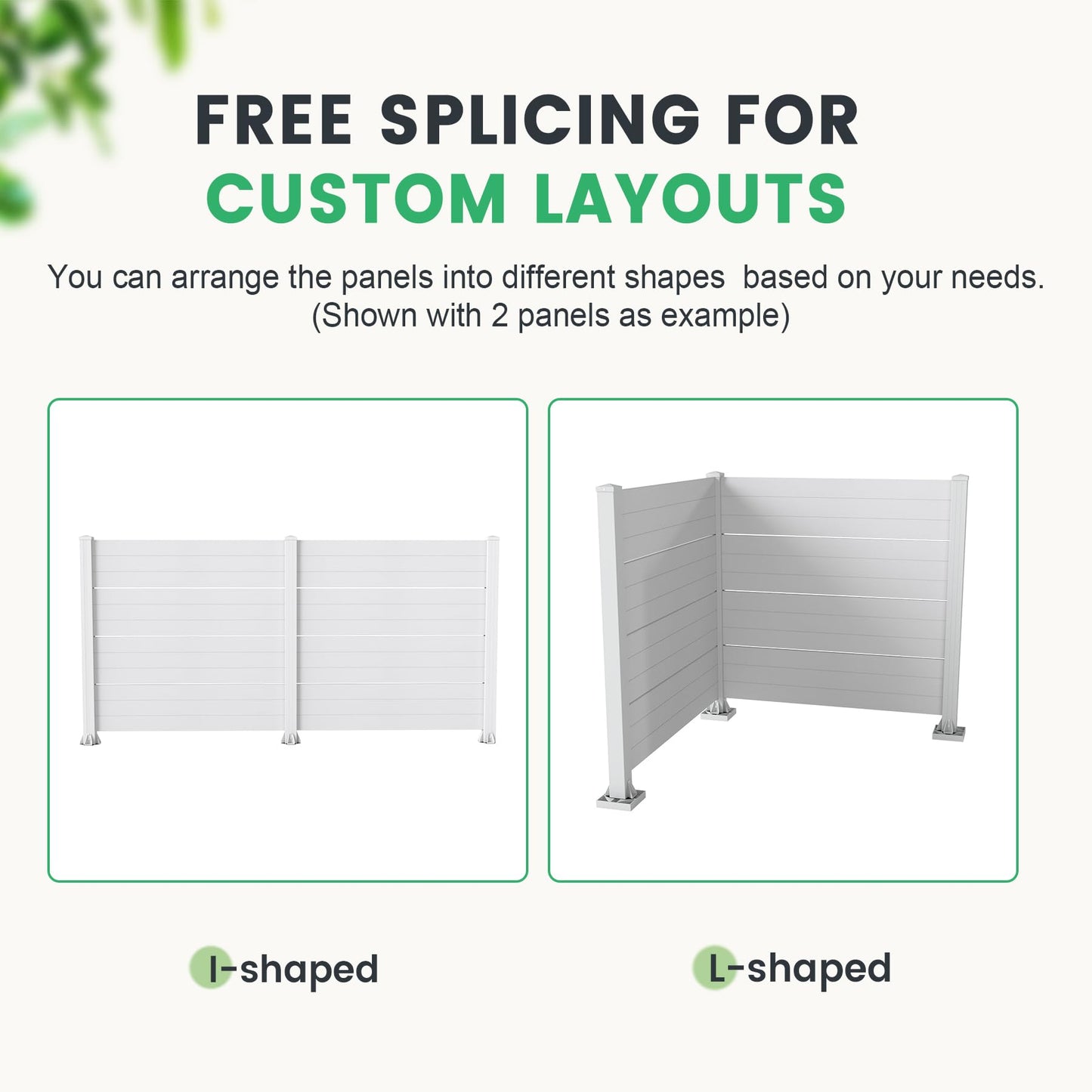 50" W x 49" H Outdoor Privacy Screen, Air Conditioner Fence, All-Weather Vinyl Privacy Fence Screens with Aluminum Posts, 2 Panels, White image 8